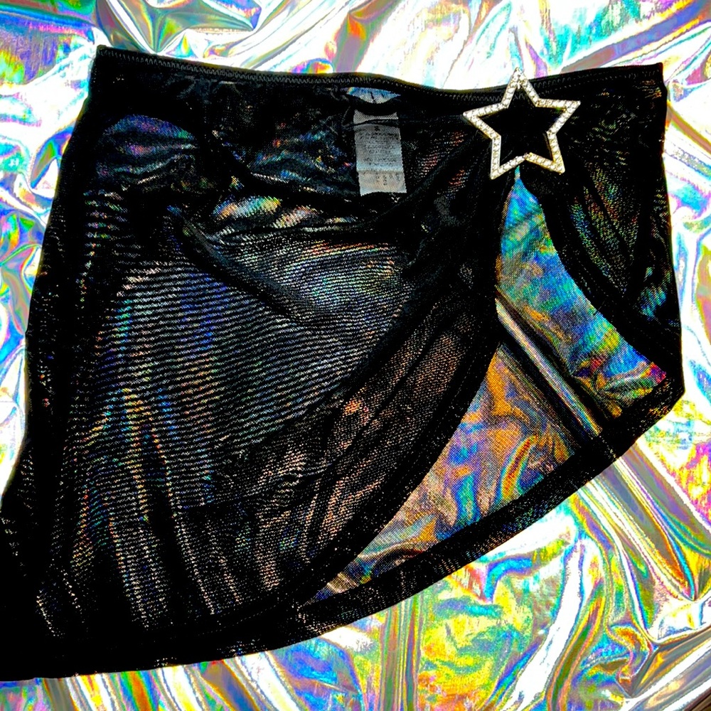 New, Black mesh mini skirt